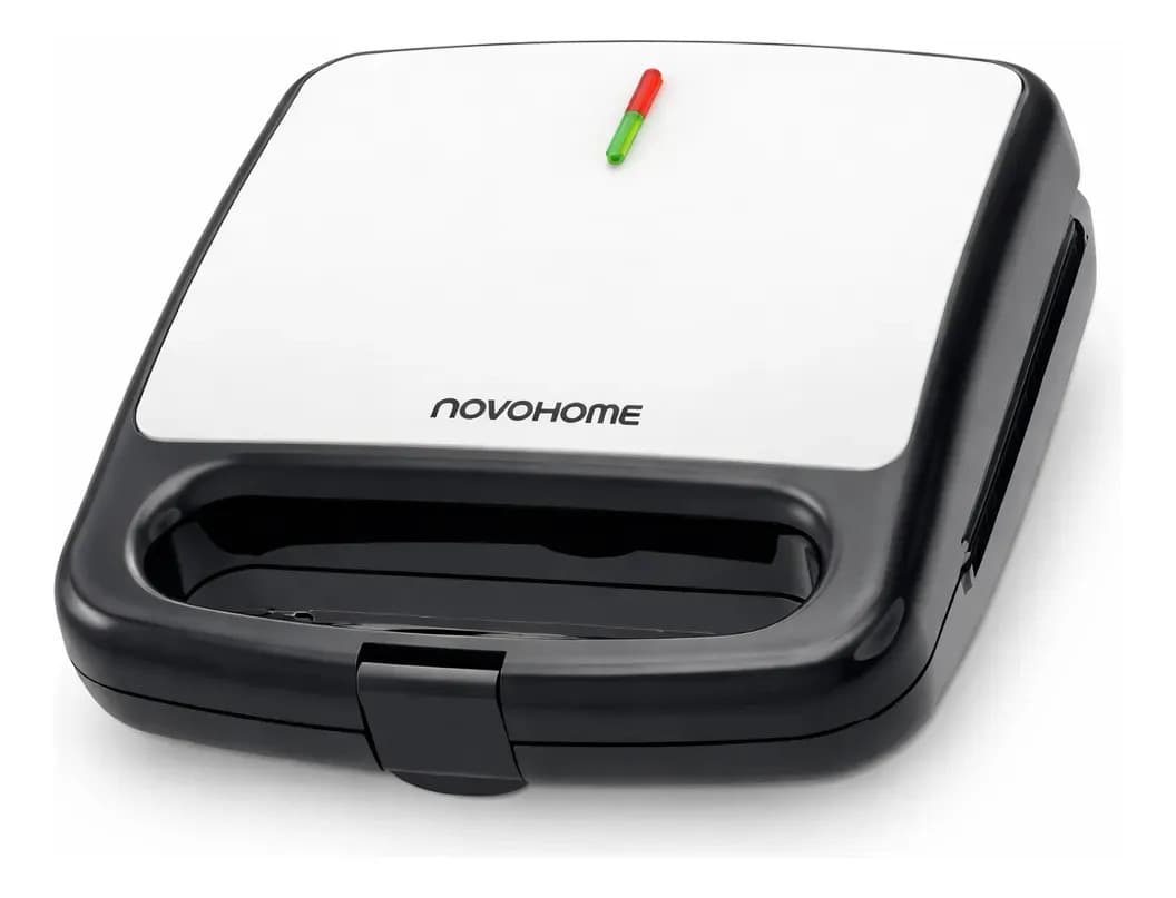 Sandwichera Tostadora Eléctrica Novohome Sm400 Tapa De Acero Inox. Antiadherente