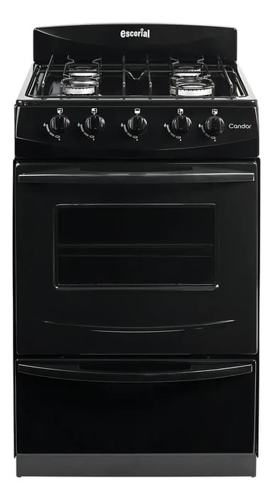 Cocina Negra Escorial Candor S2 Black 4 Hornallas Visor Y Parilla gas natural