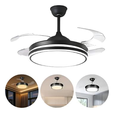 Ventilador de Techo Retráctil RelexTech 42" Luz LED Control Remoto Aspas Invisibles