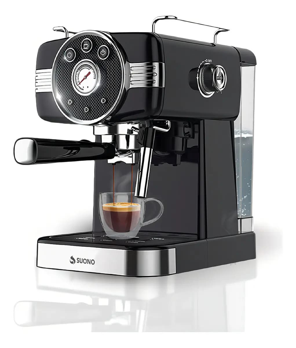 Cafetera Espresso Vintage SUONO Negro Espumador