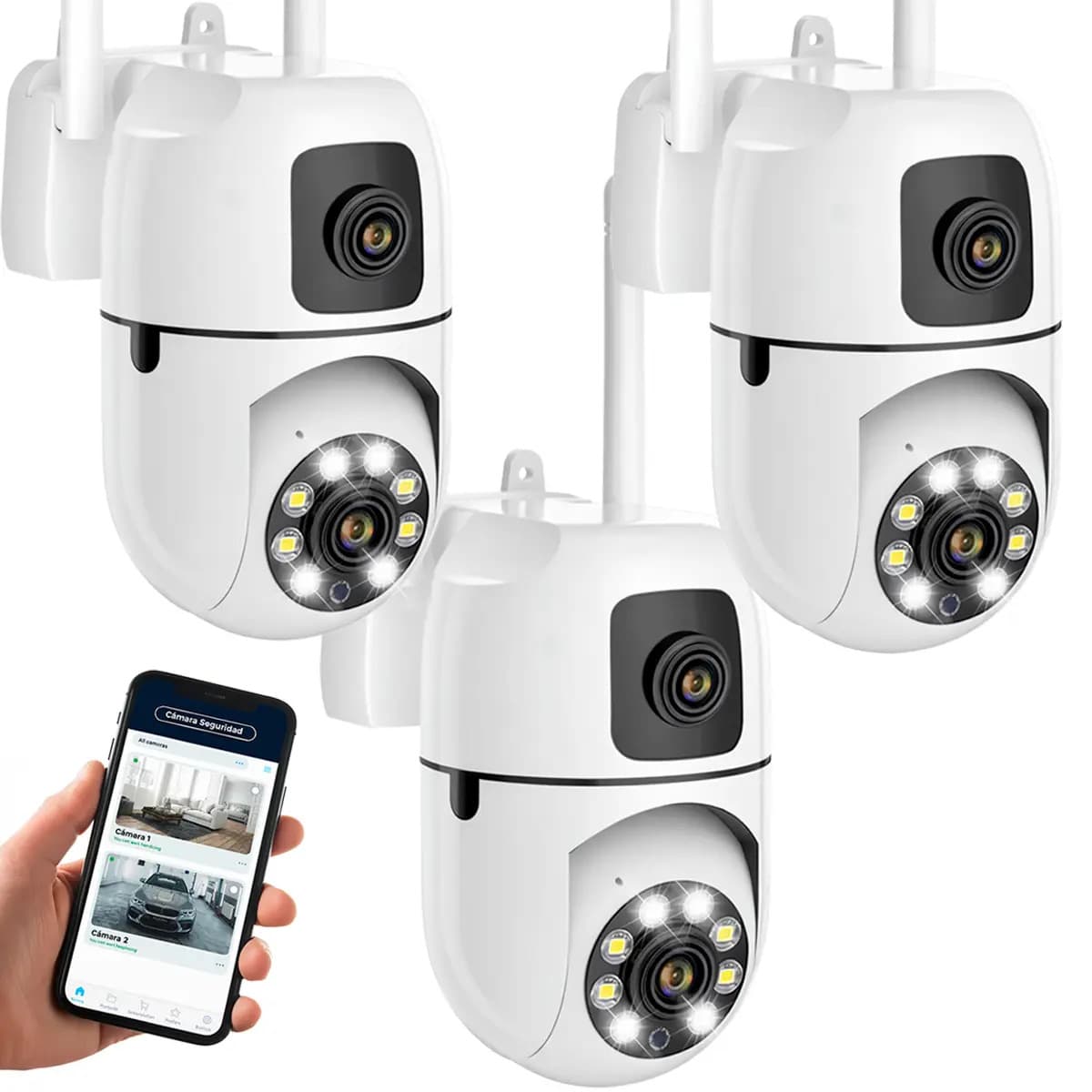 Camara Domo Exterior Seguridad Ip Wifi Autotracking Full Hd Blanco-x3