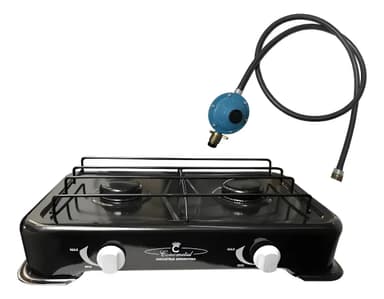 Anafe De Cocina Gas Garrafa + Regulador Manguera 1 Metro Negro