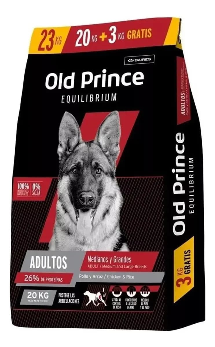 Alimento Seco Old Prince Equilibrium para Perro Adulto Grande de Pollo y Arroz 23 kg