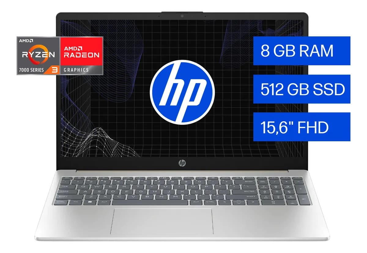 Notebook HP 15-fc0043la AMD Ryzen 3 8GB RAM 512GB SSD 15,6" FHD Windows 11