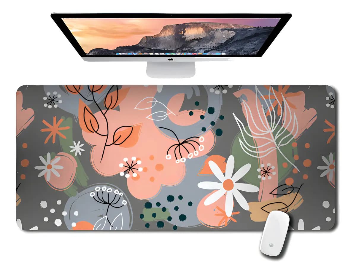 Pad Grande Xl 84x38cm Gamer Oficina Mouse Y Teclado Diseño impreso Floreado