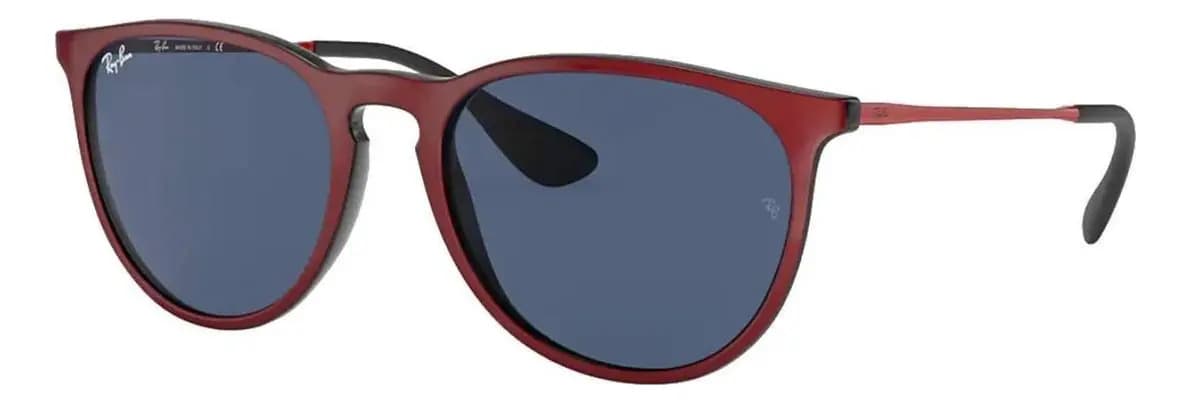 Anteojos de sol Ray-Ban Erika Color Mix talle Standard diseño Liso armazón matte red metal y lente dark blue