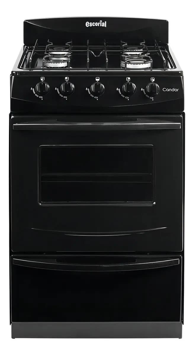 Cocina Escorial Candor S2 Black Color Negro con puerta con visor Gas Envasado