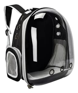 Mochila Transportadora Mascotas Capsula Transparente Waggs Negro