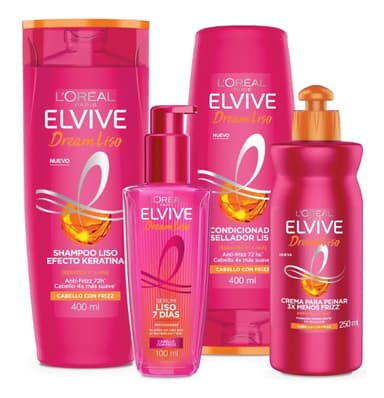 Kit Elvive Dream Liso: Shampoo, Acondicionador, CPP y Serum