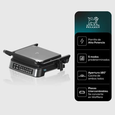 Parrilla Electrica Digital Peugeot Annecy Panel Táctil Wafflera Color Acero Inoxidable Y Negro