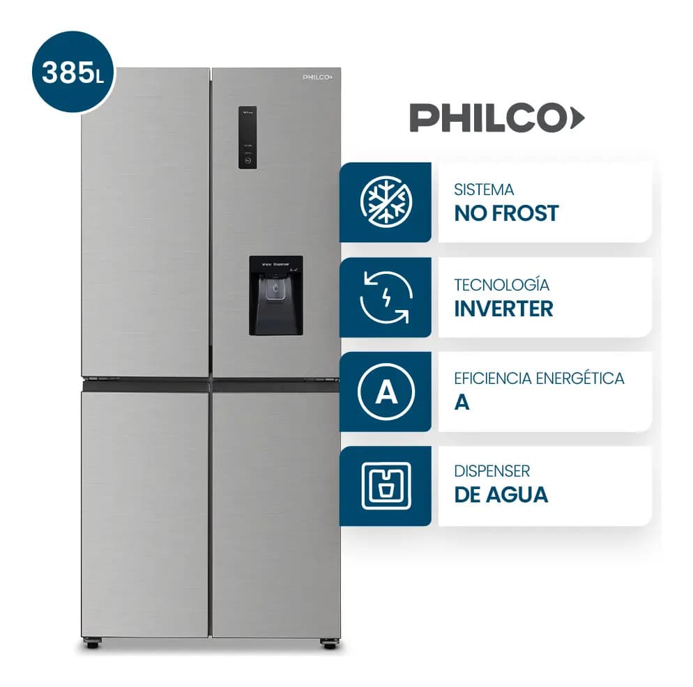 Heladera Philco PHSB470XD2 Side by Side Cross Door Slim 4 Puertas No Frost 385L Inox