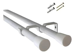 Kit Barral Doble Cortina Metal 2,20 Metros 22mm Blanco Negro