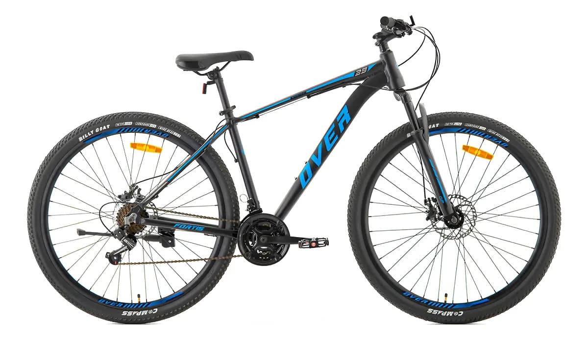 Bicicleta Mtb Overtech Fortis R29 Aluminio Full Shimano, 21 Velocidades, Freno A Disco, Con Suspensión, Color Negro/Azul, Tamaño Del Cuadro S