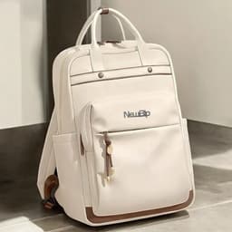 Mochila Bolso New Bip Tela Oxford Impermeable Urbana Unisex Color Beige Diseño De La Tela Liso