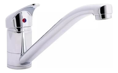 Canilla Griferia Monocomando Cocina Mesada Pico Largo Cromo Acabado Brillante Color Gris