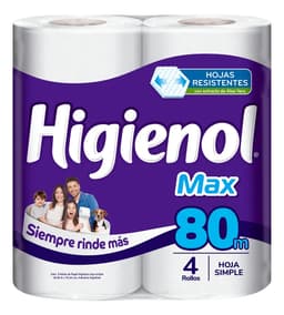 Papel higiénico Higienol MAX simple 80 m pack de 4