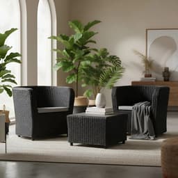 Juego De Living Para Exterior - Set Nova Confort Color Grafito