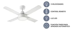 Ventilador de Techo Codini V5RB Blanco Luz LED Control Remoto