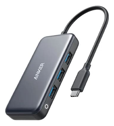 Hub Usb Zapatilla Anker 4 Puertos, Usb C Usba Superspeed Color Negro
