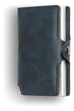 Billetera Walla Vintage con diseño Liso color navy de cuero - 10cm x 6.5cm x 1.5cm