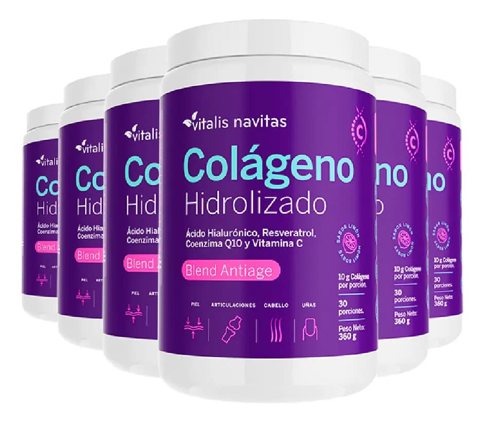 Suplemento en polvo Vitalis Navitas Blend Antiage Colágeno hidrolizado sabor limón Plan 180 dias