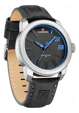 Reloj Pulsera Naviforce Nf9202l Con Correa De Cuero Color Azul