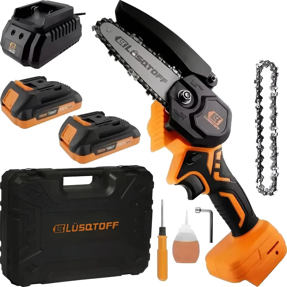 Motosierra eléctrica a batería Lüsqtoff MML40-9BK de 36W color negro/naranja 18 V