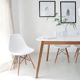 Set 4 Sillas Comedor Eames Nórdico HDC Group Blancas Patas Madera
