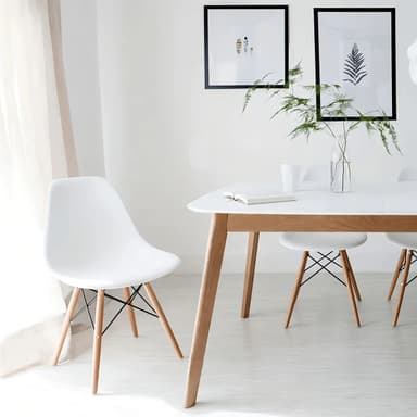 Set 4 Sillas Comedor Eames Nórdico HDC Group Blancas Patas Madera