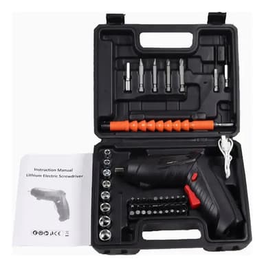 Destornillador Atornillador Electrico Recargable Portatil 47 Color Negro