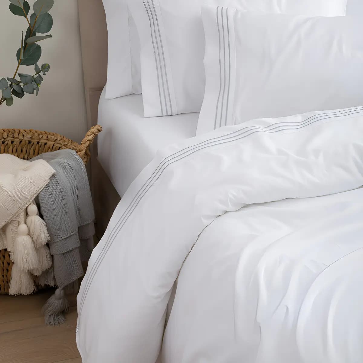 Juego De Sabanas Twin 700h Hoteleras Premium Jean Cartier Color Oxford Platinum 700 Hq Blanco Diseño De La Tela Liso