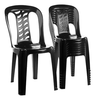 Silla Plastica Apilable De Jardin X10 Bistro Color Negro Gardenlife