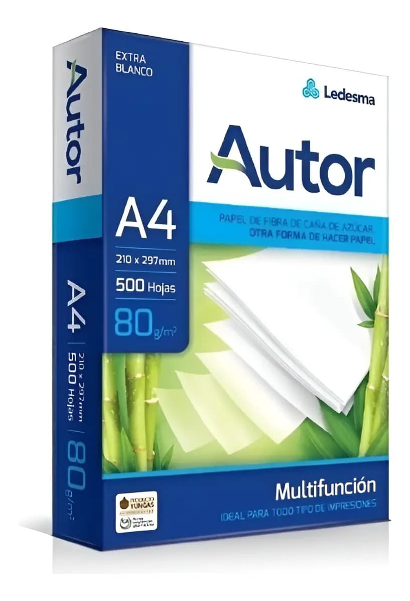 Papel Multifunción A4 80g Blanco Marca Autor 500 Hojas