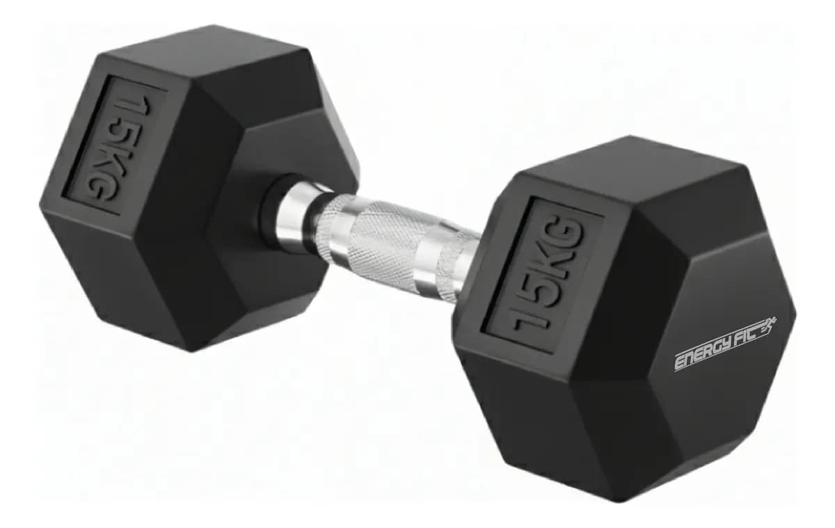 Mancuerna Hexagonal Engomada Energy Fit 15 Kg Cromada Antideslizante