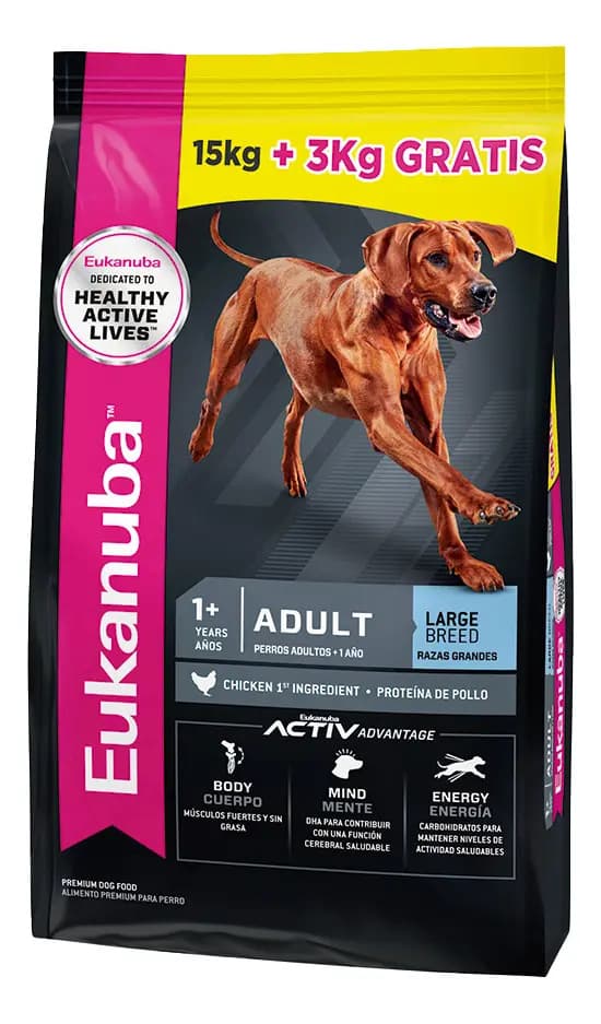 Alimento Eukanuba Perro Adulto Raza grande sabor mix en bolsa de 18 kg