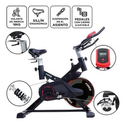 Bicicleta fija spinning Gadnic SPIN-300 disco 18kg display multifunción regulable hasta 140kg
