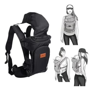 Mochila Portabebe Ergonomica con Capucha 3 Posiciones Love Color Negro