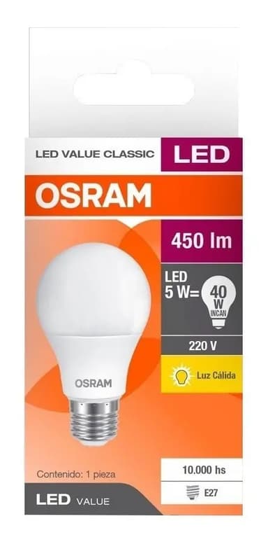 Pack X40 Lámpara Led 5w=40w Cálida Osram! - Elect. Avella