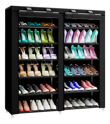 Botinero Organizador Zapatos 12 Niveles 36 Pares 116x29x107.5 cm Tubos Acero 0.22 mm Cubre Polyester Antihumedad