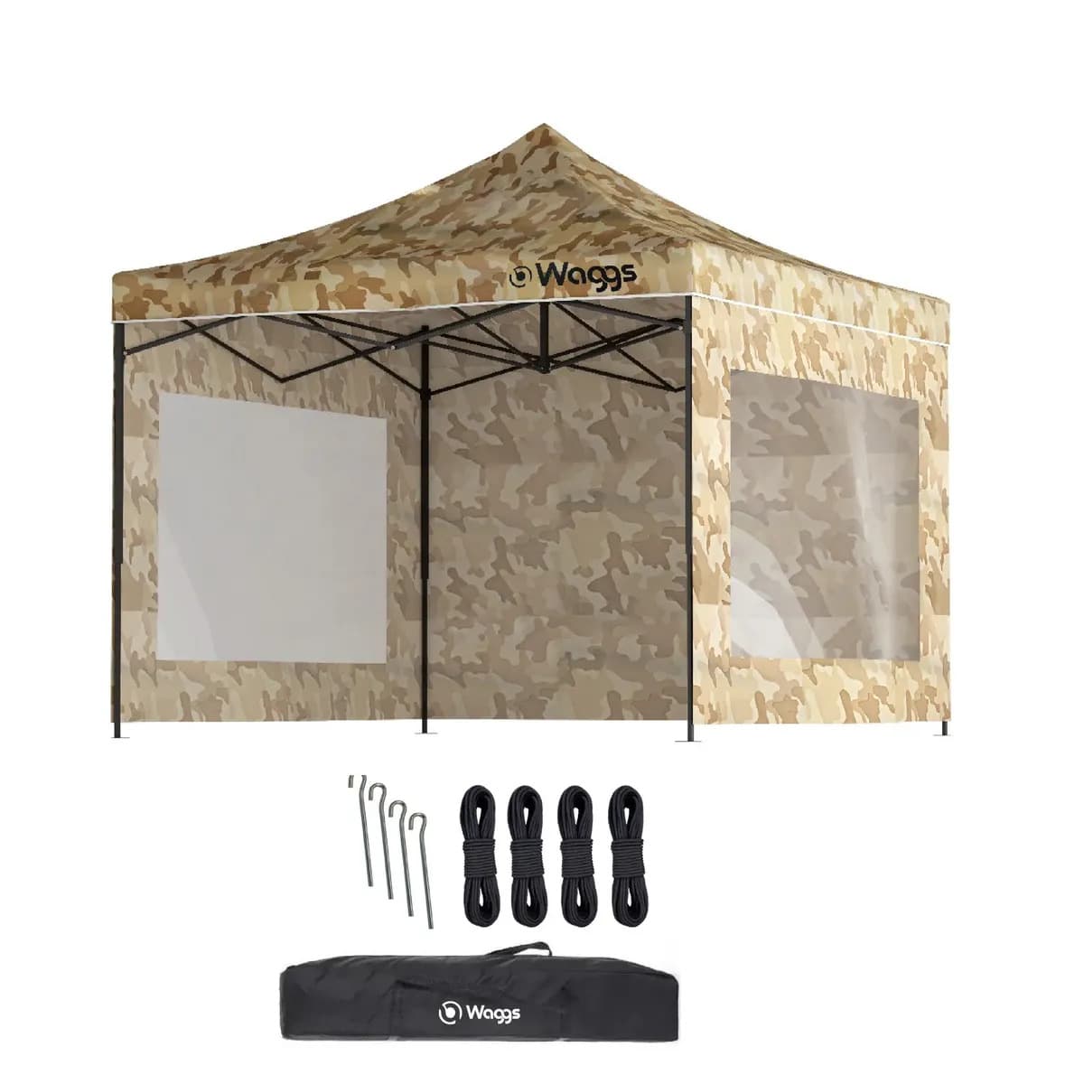 Gazebo Plegable 3x3mts Autoarmable Impermeable Cerrado Waggs Camuflaje Arena