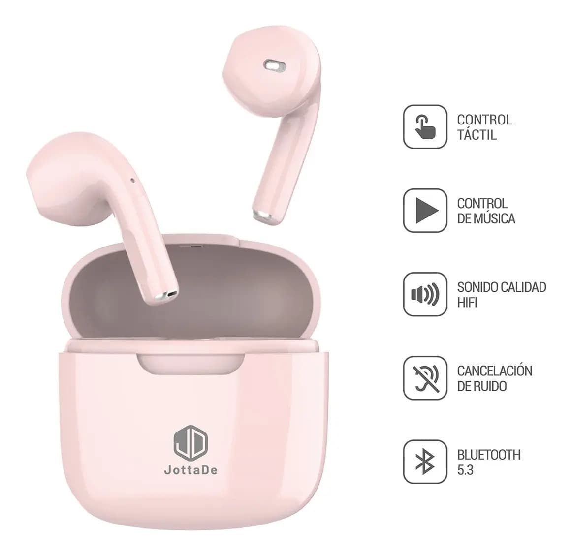 Auriculares Inalámbricos JD Air Free In Ear Bluetooth 5.3 Rosa con Micrófono