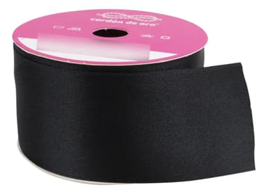 Cinta Raso Doble Faz N°9 Ancho 40mm Deco Rollo X 10 Metros Color Negro