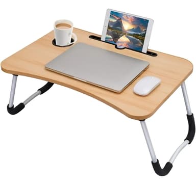 Mesa Bandeja Para Cama Plegable Desayunadora Tablet Notebook Levys Bazar Color Madera Natural