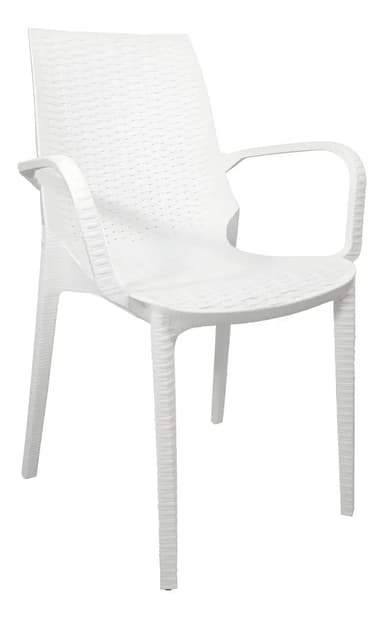 Sillón Silla Plástica Reforzado Melody Simil Ratán Color Blanco Para Tu Casa