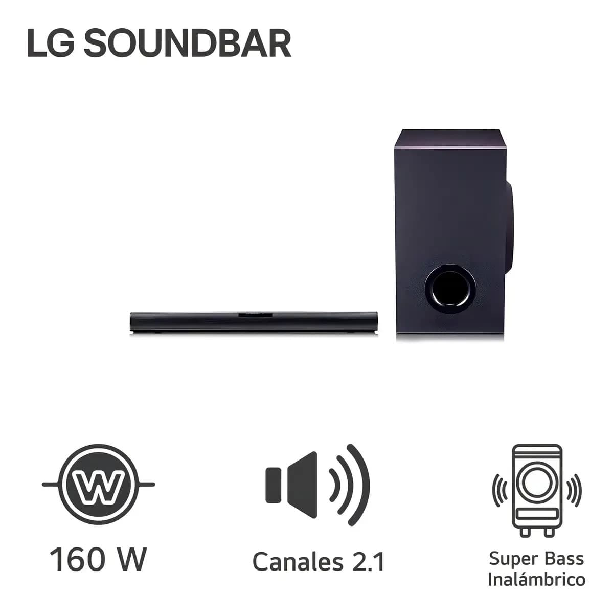 Barra de sonido LG SQC1 160W Sonido Envolvente Dolby Digital Negro