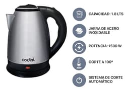 Pava Eléctrica Codini P18han Acero Inoxidable 1.8lts Gris