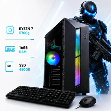 Pc Ryzen 7 Completa 5700g | 16 gb | 480 gb | Wi-Fi | Mouse y Teclado | Aconcawa PC