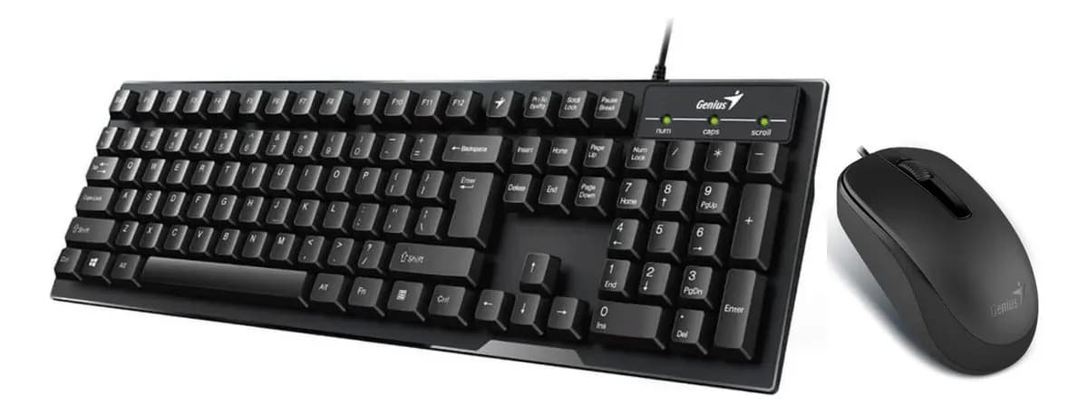 Kit Teclado y Mouse Genius KB102 DX120 Negro para PC o Notebook con Cable USB