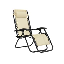 Reposera Plegable Gravedad Cero Reforzada Apoya Vasos Para Playa Patio Color Beige