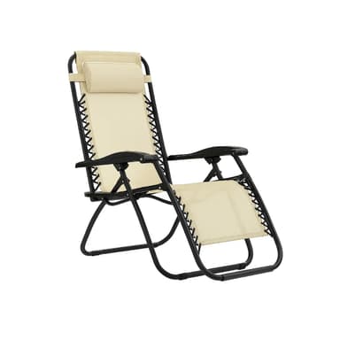Reposera Plegable Gravedad Cero Reforzada Apoya Vasos Para Playa Patio Color Beige